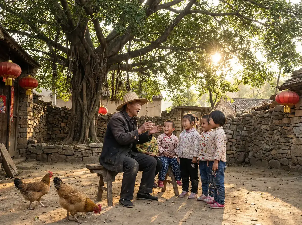 老人在大榕树下给孩子们讲故事 - 家庭的秘密全文 乡村记忆
